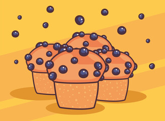 Sticker - berries cupcakes icons