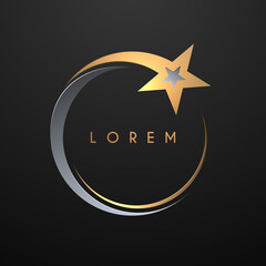 Wall Mural - gold and silver circle star logo template