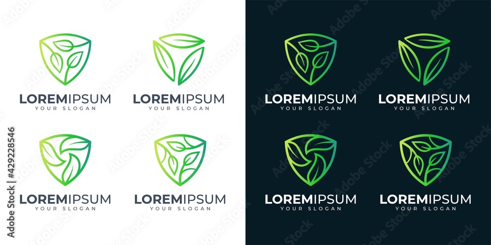 shield and leaf logo design inspiration. nature logo Stock Vector ...