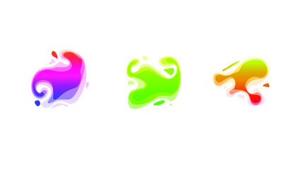 Poster - Abstract Set Liquid Color Collection Geometric Shapes Fluid Gradient Dynamic Elements Banner Logo Vector Desgin Style Trendy