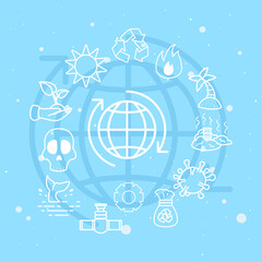 Sticker - Global sphere with icon collection