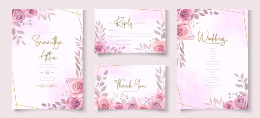 Elegant floral wedding invitation template