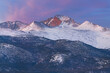 Winter landscape of Longs Peak shortly after sunrise, Rocky Mountain National Park, Colorado, USA