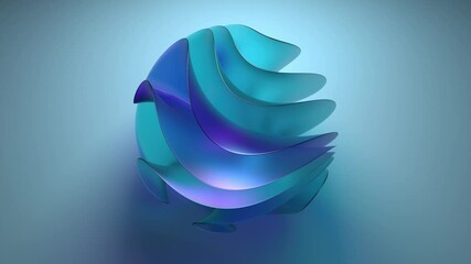 Poster - 3d abstract figure made of glass. Center frame composition. Refraction glass material. Shape morphing.