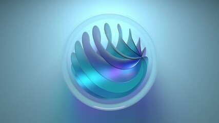 Poster - 3d abstract figure made of glass. Center frame composition. Refraction glass material. Morphed  shape.