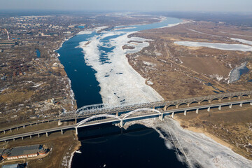 Wall Mural - new automobile bridge over the Volga River in Nizhny Novgorod