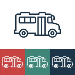 Sticker - Linear vector icon with school bus