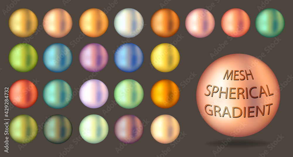 Gradient mesh in form of sphere. Spherical gradient mesh. Metallic ...