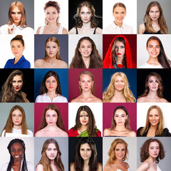 Poster - Collage of only young beautiful women