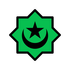 Wall Mural - illustration of a star moon flanked by fist stars. symbol of islam. islamic icons can be used for th