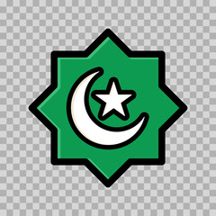 Wall Mural - illustration of a star moon flanked by fist stars. symbol of islam. islamic icons can be used for th