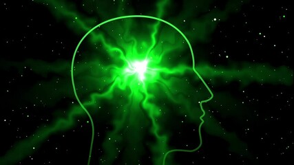 Wall Mural - Silhouette of people and animation of brain light