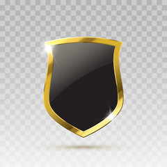 Poster - Gold and black Isolated Shield. Guard protection vector illustration. Vector illustration