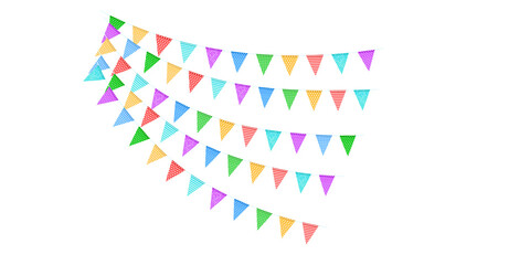 Wall Mural - Colorful flags garlands on a rope isolated on a transparent background.Vector