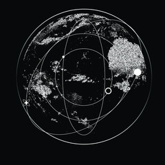 Poster - An abstract orb composed of dots and particles. Vector illustration of a sphere.