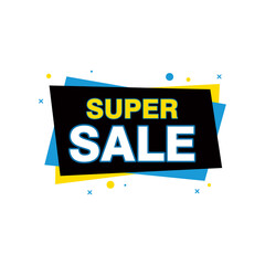 Poster - Simple Flat Super Sale Banner Isolated on White Background Design, Discount Offer Banner Template Vector for Advertising, Social Media, Web Banner