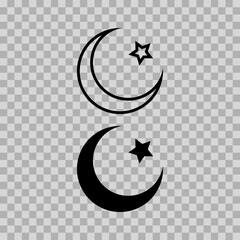 Wall Mural - set illustration of a crescent moon and star. islamic symbol. islamic icons can be used for the mont