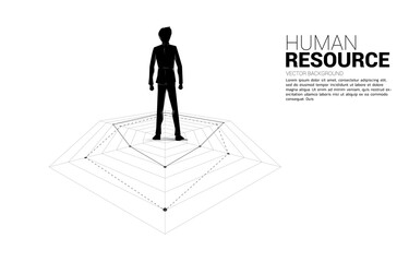 Poster - Silhouette of businessman standing on spider chart. Concept of perfect recruitment. Human Resource. put the right man on the right job.