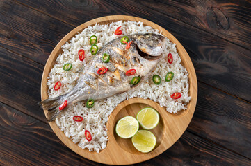 Poster - Grilled fish with rice