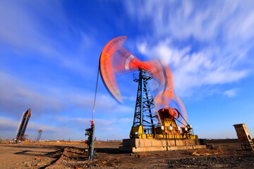 Oil pumps are at work at the oil field