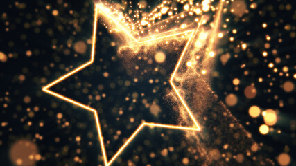 Wall Mural - Luminous Star Glow Particle Background. Particle line shape star on background bokeh.