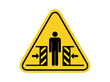isolated watch out automatic door, common hazards symbols on yellow round triangle board warning sign for icon, label, logo or package industry etc. flat style vector design. 