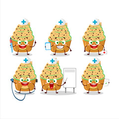 Poster - Doctor profession emoticon with ice cream melon cup cartoon character