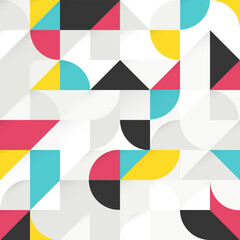 Aufkleber - Red, yellow and blue abstract Geometric Shapes Background. Seamless Colorful Vector
