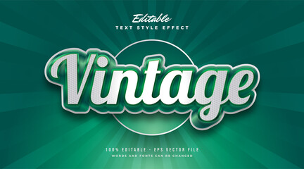 Wall Mural - White and Green Vintage Text Style with 3D and Embossed Effect. Editable Text Style Effect