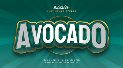 Wall Mural - green and gold avocado text style with 3d and embossed effect. editable text style effect