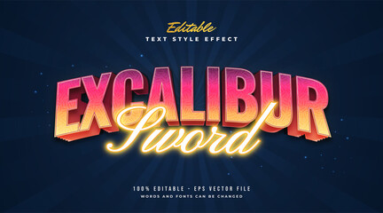 Wall Mural - glowing excalibur text style in colorful and neon effect. editable text style effect