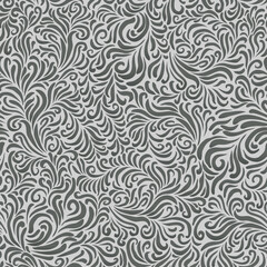 Aufkleber - Grayscale foliage seamless pattern. Vector background