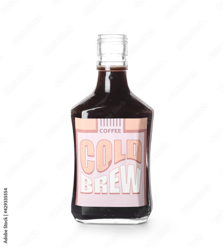 Bottle of cold brew on white background