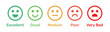 Satisfaction rating. Feedback scale with emoticon faces, bad to good user experience vector illustration.