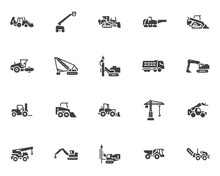 Construction Machinery Vector Icons Set