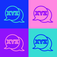 Pop art line XYZ Coordinate system icon isolated on color background. XYZ axis for graph statistics display. Vector