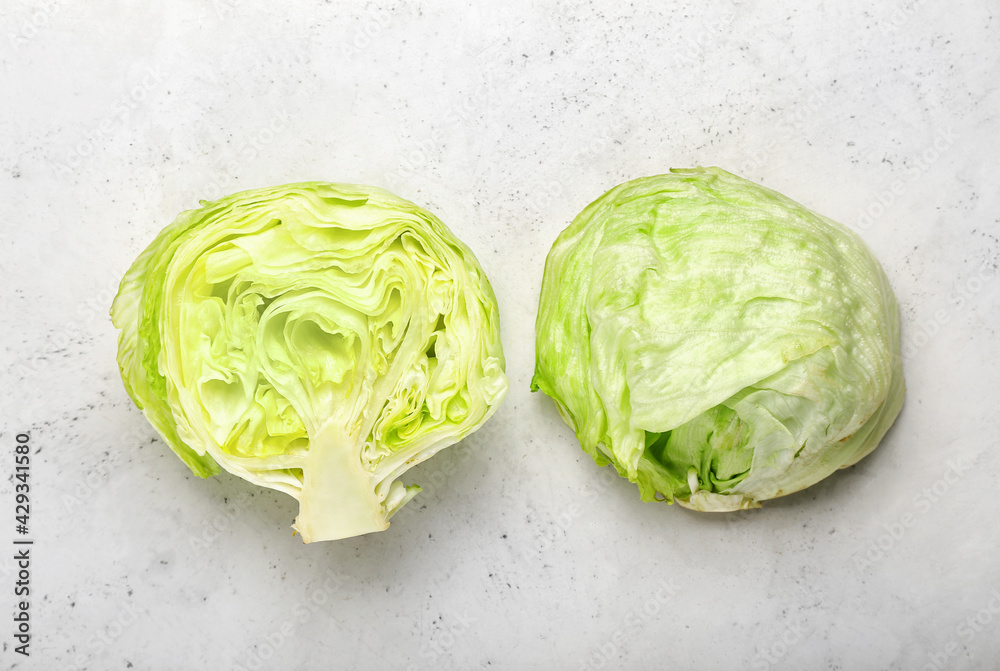 Iceberg lettuce on light background