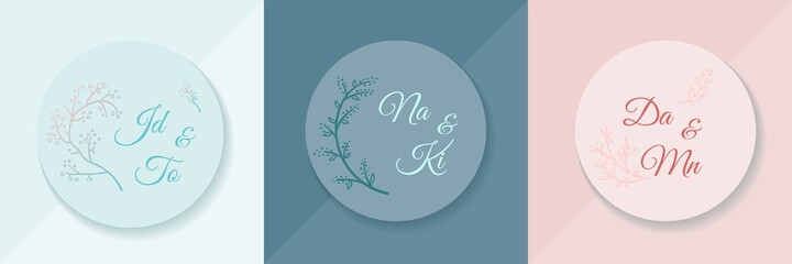 Wall Mural - abstract banner set floral backgrounds for wedding. vector templates in boho style with copy space f