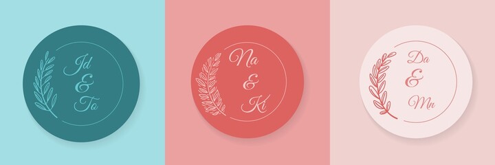 Wall Mural - abstract banner set floral backgrounds for wedding. vector templates in boho style with copy space f