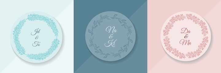 Wall Mural - abstract banner set floral backgrounds for wedding. vector templates in boho style with copy space f