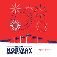 Wall Mural - Norway constitution day celebration with fireworks.