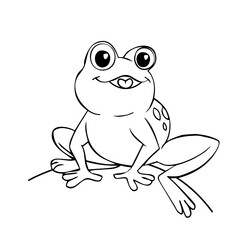 Close-up of a frog on a white background. Contour drawing, vector graphics.