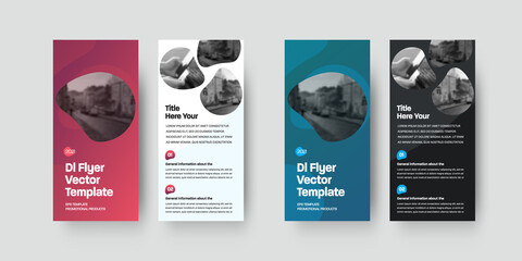 Poster - Vector dl flyer template with color design isolated on white and black background. Set