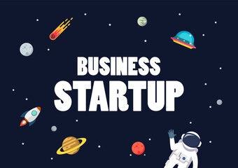 Wall Mural - business startup with space background