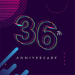 36 years anniversary logo, vector design birthday celebration with colorful geometric background and circles shape.