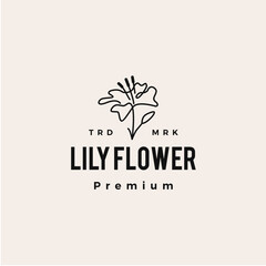 Wall Mural - lily flower hipster vintage logo vector icon illustration