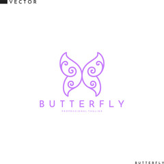 Canvas Print - Butterfly logo template. Line art