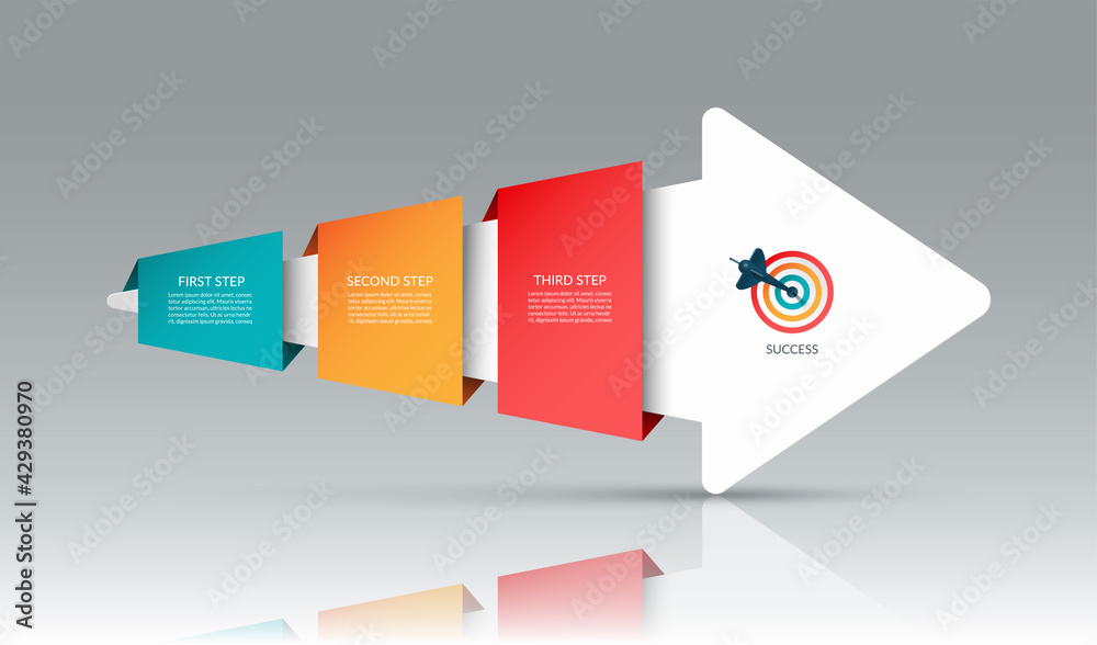 Infographic arrow template with 3 steps. Business growth concept. Can ...