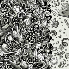 Wall Mural - cartoon cute doodles hand drawn science frame