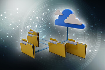 Poster - 3d rendering folder with documents